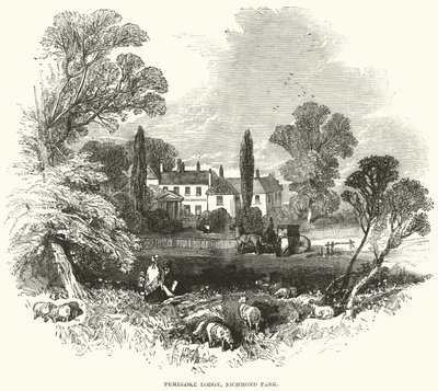 Pembroke Lodge, Richmond Park (rytina) od English School