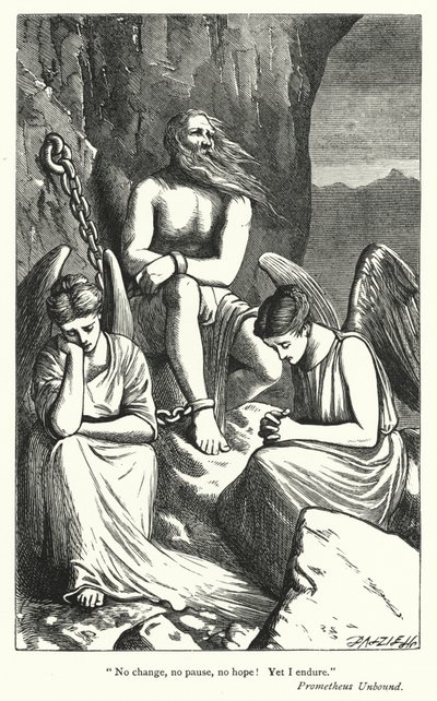 Percy Bysshe Shelley: Shelley Shelley: Ilustrace k filmu Prometheus Unbound (rytina) od English School