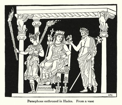 Persefona trůnící v Hádu (litho) od English School