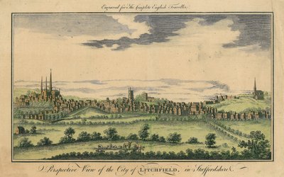 Perspektivní pohled na město Lichfield, c.1795-98 od English School
