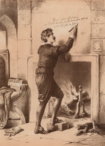 Filip hrabě z Arundelu, V Toweru pod trestem smrti (litografie) od English School