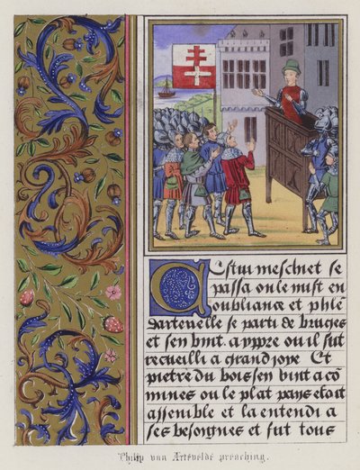 Philip Von Artaveld kázání (barevná rytina) od English School