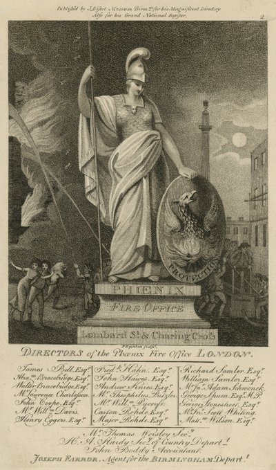 Phoenix Company; Fire Office, Lombard Street a Charing Cross, Londýn od English School