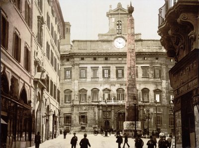 Piazza di Monte Citorio, Řím (ručně kolorovaná fotografie) od English School