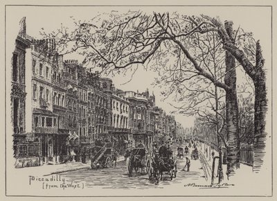 Piccadilly, ze západu (rytina) od English School