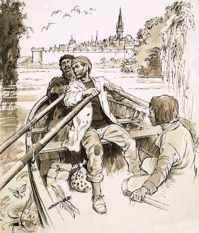 Pierre navedl loď na široký úsek řeky. od English School