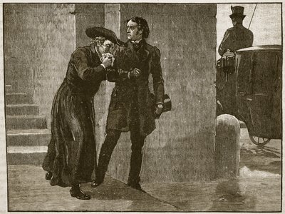 Pius IX. opouští Vatikán v přestrojení, 1848, ilustrace z Cassells Illustrated History of England (sépiová fotografie) od English School