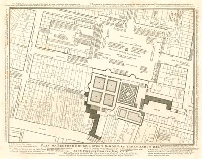 Plán Bedford House, Covent Garden, Londýn, pořízený kolem roku 1690 od English School