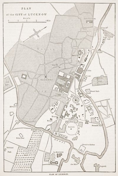 Plán města Lucknow z Cassells Illustrated History of England od English School