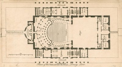 Plán divadla Royal, Drury Lane, Londýn od English School