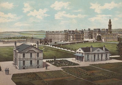 Plymouth: Royal Naval Barracks (barevné lito) od English School