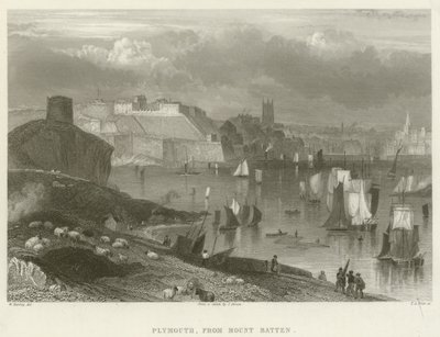 Plymouth, z Mount Batten (rytina) od English School