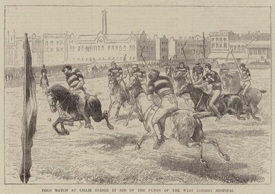Polo Match na Lillie Bridge ve prospěch fondů nemocnice West London Hospital (rytina) od English School