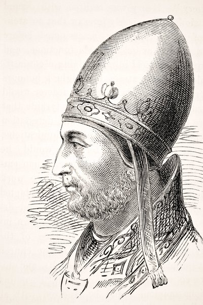 Papež Adrian IV, z „Národní a domácí historie Anglie“ od Williama Aubreyho, vydané v Londýně, kolem roku 1890 od English School