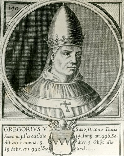 Pope Gregory V (972-999) (rytina) od English School