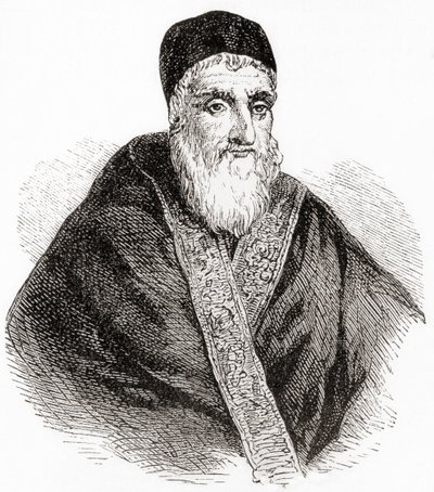 Papež Sixtus V. nebo Xystus V., rodným jménem Felice Peretti di Montalto, z Wardovy a Lockovy Ilustrované historie světa, vyd. cca 1882. od English School