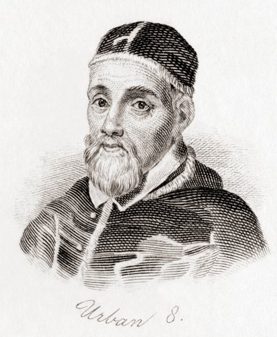Papež Urban VIII, c.1568-1644, narozen Maffeo Barberini (rytina) od English School