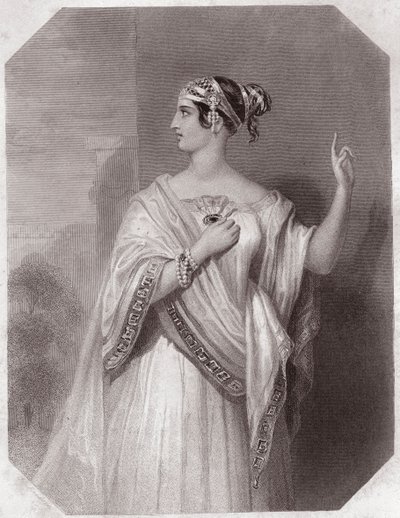 Porcia manželka Bruta (Portia Wife of Brutus) (Jules Cesar - Tragédie Julia Caesara) v - „“ Galerie des femmes de Shakespeare, sbírka čtyřiceti pěti vážných portrétů raných londýnských umělců, obohacená o kritické a literární poznámky“ ”” cir od English School