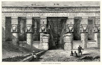 Portikus chrámu v Denderahu (rytina) od English School