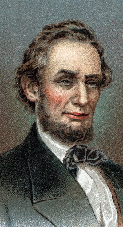 Portrét Abrahama Lincolna - Portrét Abrahama Lincolna (1809-1865) 16. prezident Spojených států amerických - Ze série “” Leaders of Men”” - Chromolitografie - Anglická škola, 20. století - od English School