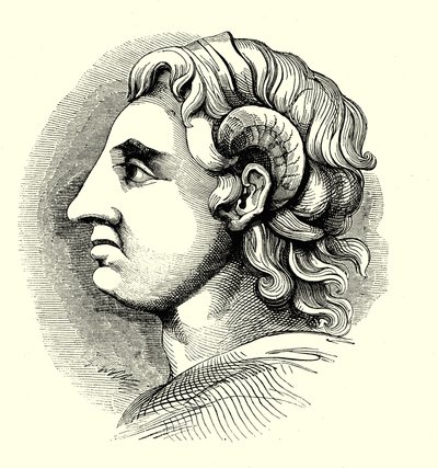 Portrét Alexandra Velikého, převzato z mince v Bodleian Library, Oxford (rytina) od English School