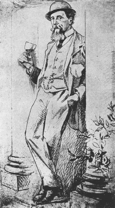 Portrét Charlese Dickense (1812-70), z Pití s Dickensem od Cedrica Charlese Dickense od English School