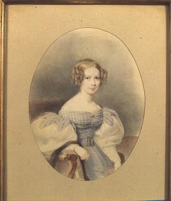 Portrét hraběnky Elizabeth von Sandizell, známé jako Lili, ve věku 18 let (akvarel na papíře) od English School