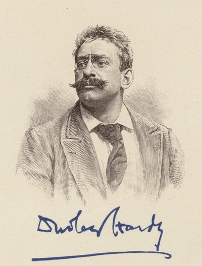 Portrét Dudleyho Hardyho, karikaturisty (barevná litografie) od English School