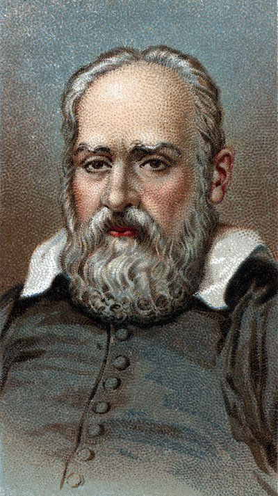 Portrét Galileje - Galileo Galilei - Ze série ""Vůdci mužů"" - Chromolitografie - Anglická škola, 20. století - od English School