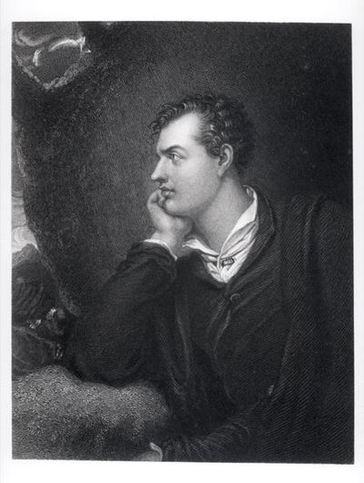 Portrét George Gordona, 6. lorda Byrona z Rochdale (1788-1824) (čb fotografie) od English School