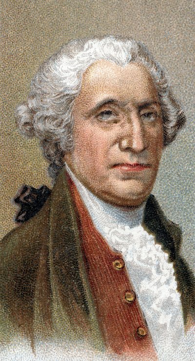 Portrét George Washingtona (1732-1799), amerického politika a vojevůdce, prvního prezidenta Spojených států amerických - Ze série "" Leaders of Men "" - Chromolitografie - Anglická škola, 20. století - od English School