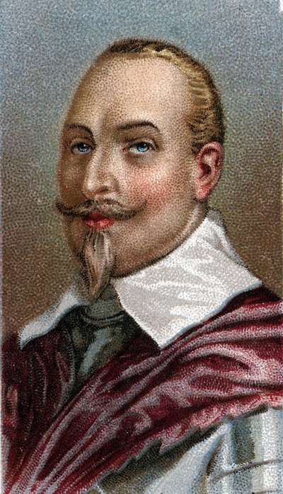 Portrét Gustava Adolpha Švédska - Portrét Gustava II Adolfa Švédského krále (1594-1632) - Ze série ""Vůdci mužů"" - Chromolitografie - Anglická škola, 20. století - od English School