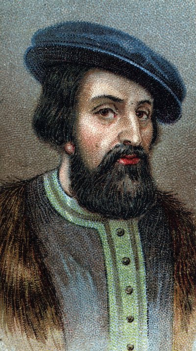 Portrét HERNANDA (Hernana) CORTES (Cortez) (1485-1547) Anglický dobyvatel - Ze série “” Leaders of Men”” - Chromolitografie - Anglická škola, 20. století - od English School