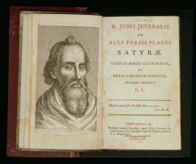 Juvenalův portrét z knihy "Juvenalovy a Auliovy satiry", 1763 (rytina) od English School