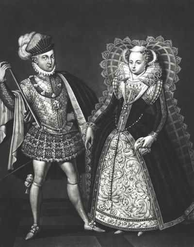 Portrét Mary Queen of Scots (1542-87) a Henry Stewart, Lord Darnley (1545-67), 29. června 1565 od English School