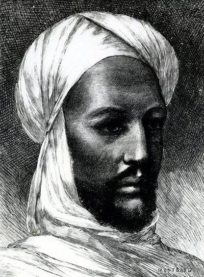 Portrét Muhammada Ahmada (1844-1885), známého jako Mahdi, vůdce dervišů ve válce proti Britům v roce 1884, koloniální války, Súdán od English School