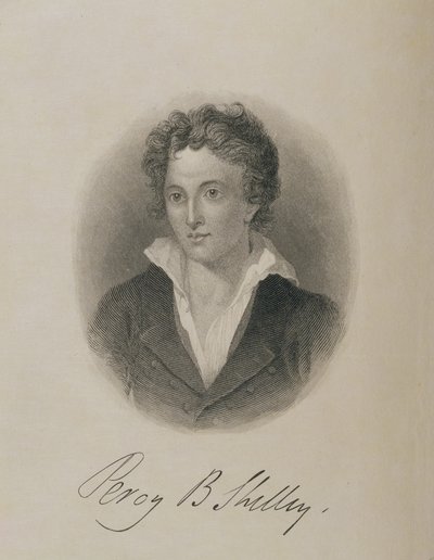 Portrét Percy Bysshe Shelley (1792-1822), od English School
