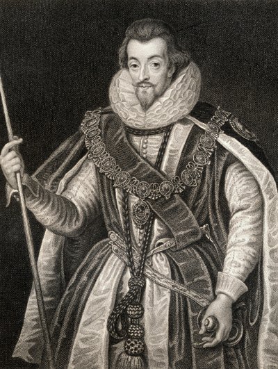 Portrét Roberta Cecila, 1. hraběte ze Salisbury (1563-1612), z Lodges British Portraits, 1823 od English School