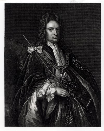 Portrét Roberta Harleyho, prvního hraběte z Oxfordu (1671-1724) (rytina) (černobílá fotografie) od English School