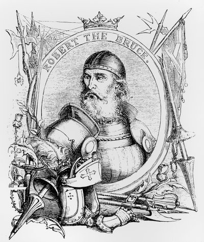 Portrét Roberta Bruce (1274-1329) (rytina) (černobílá fotografie) od English School