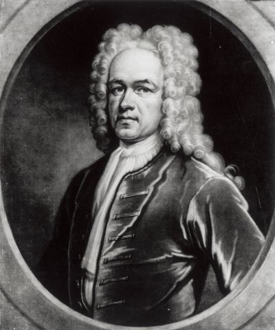 Portrét sira Johna Blunta (asi 1665-1733) (černobílá fotografie) od English School