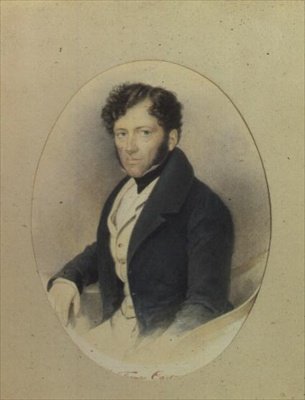 Portrét sira Thomase Cartwrighta (akvarel na papíře) od English School