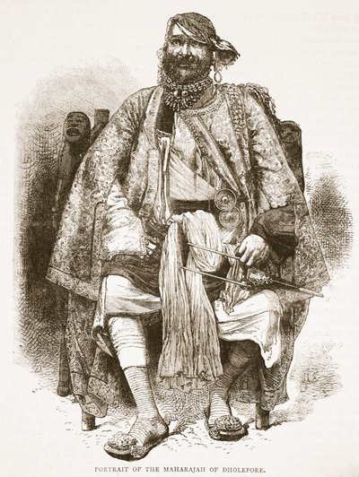 Portrét mahárádži z Dholepore, ilustrace z Cassells Illustrated History of England od English School