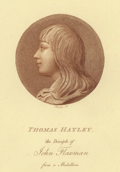 Portrét sochaře Thomase Hayleyho, žáka Johna Flaxmana (rytina) od English School