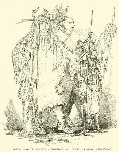 Portréty Petohpeekise, černonožky, a Tallee, Osage od English School