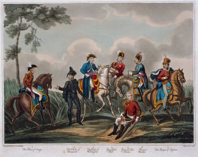 Portraits of the General Officers, from An Historical Account of Battle of Waterloo, publikoval M. Colburn, 1817 (barevná akvatinta) od English School