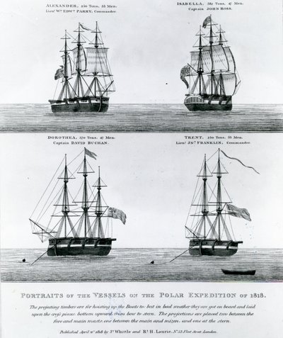 Portréty plavidel polární expedice z roku 1818 (rytina) od English School