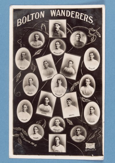Pohlednice hráčů Bolton Wanderers FC, sezóna 1911-12 (bw litho) od English School