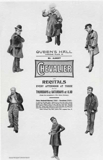Plakát inzerující recitál Alberta Chevaliera v Queen