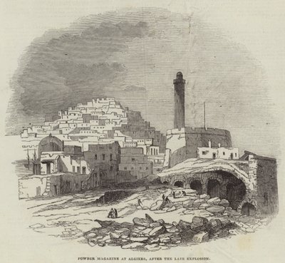 Powder Magazine v Alžíru, po pozdní explozi (rytina) od English School